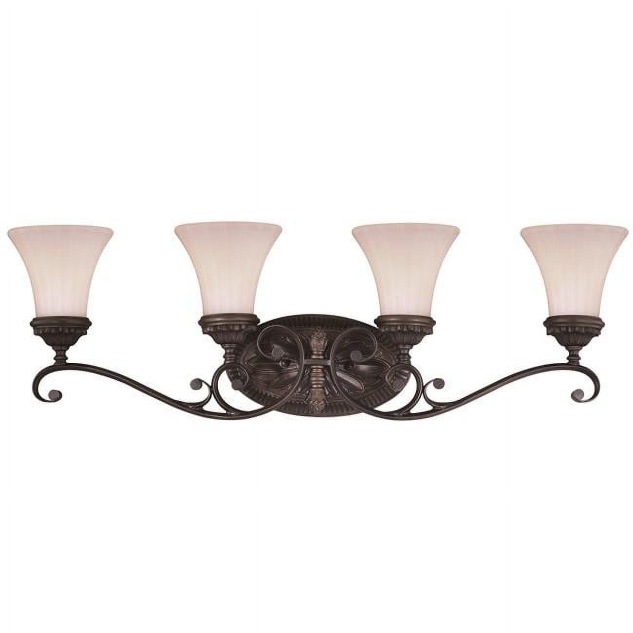 Avenant Traditional Venetian Bronze 4-Light Vanity with Etched White Glass