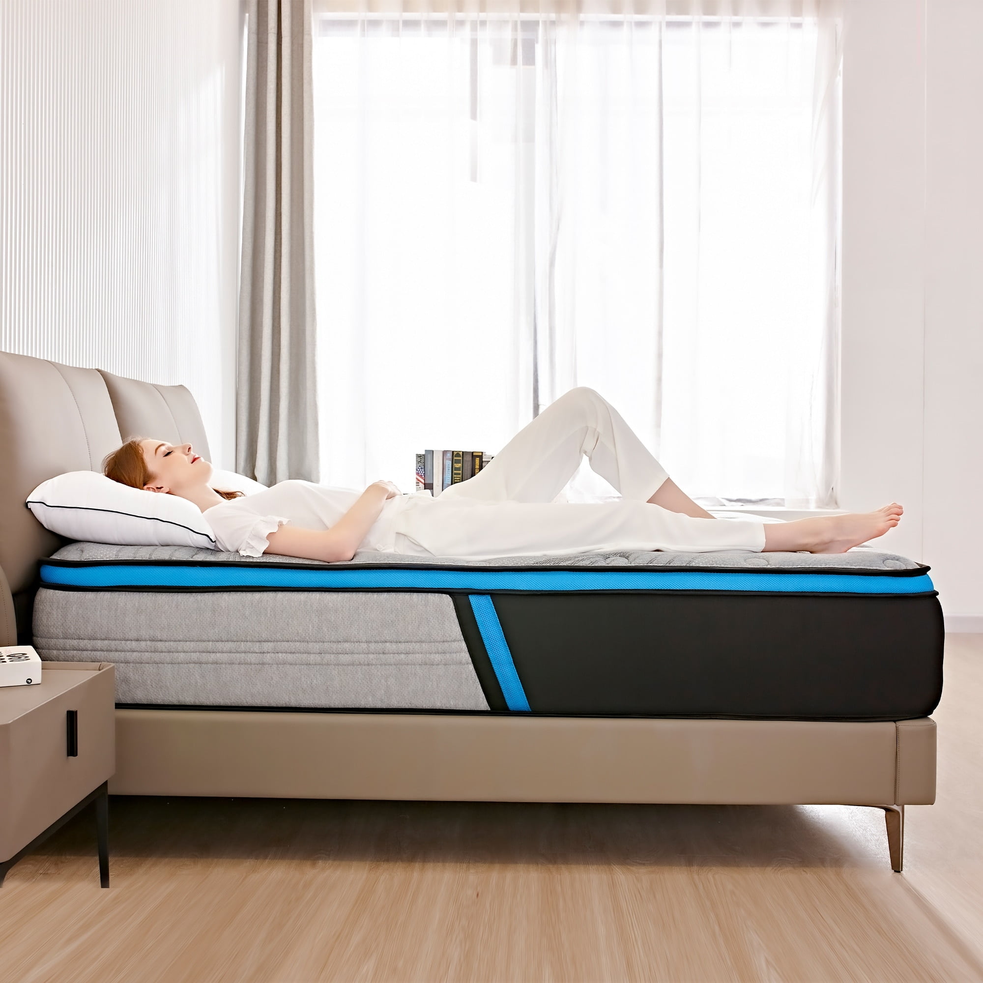 Full Size Gray and Black Hybrid Gel Memory Foam Mattress