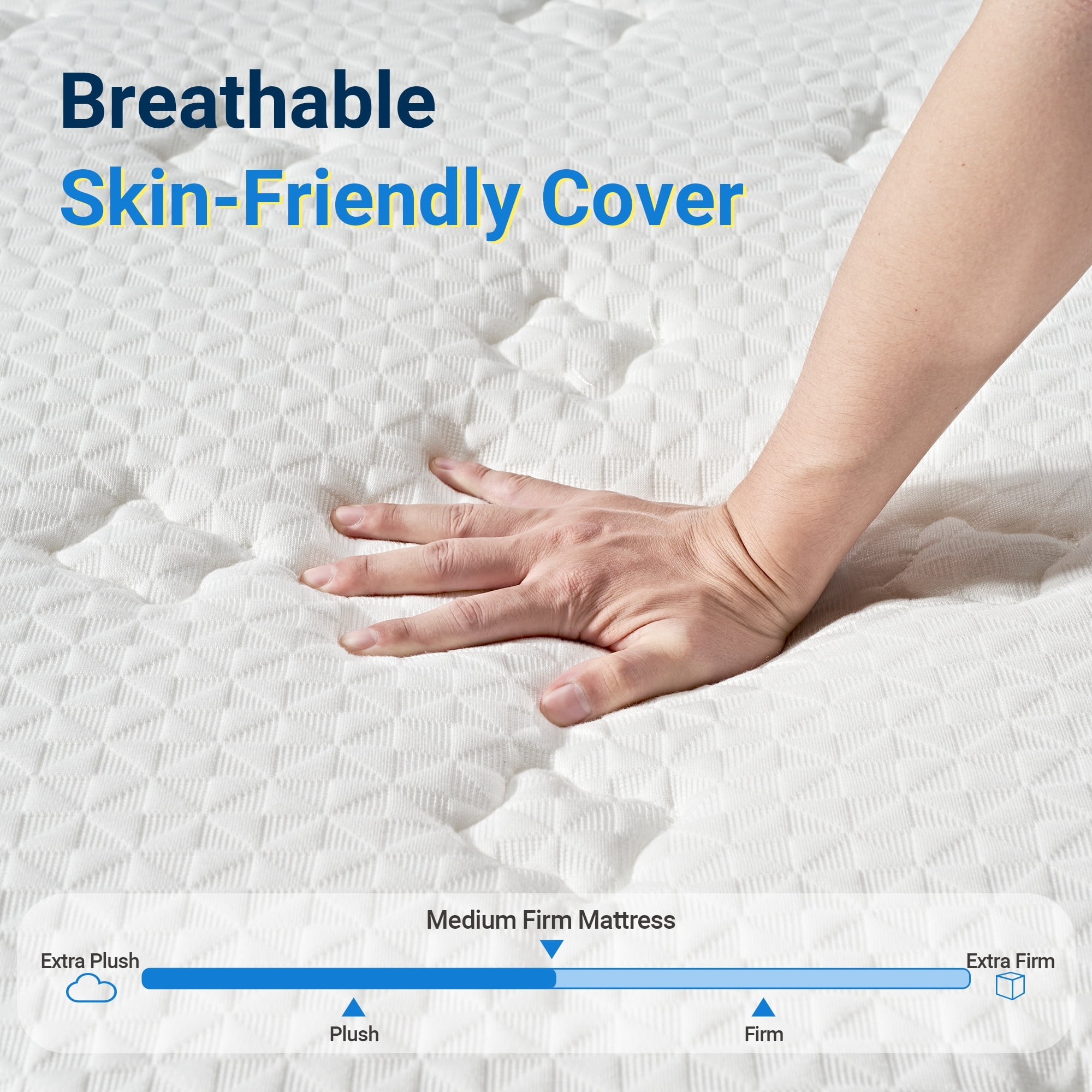 Full Size White Gel Memory Foam Hybrid Mattress with Pocket Springs