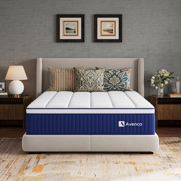 Avenco 12 Inch Queen Hybrid Mattress, Queen Size Mattress with Gel Memory Foam and SmartS Coil Spring, Targeted Support & Pressure Relief, Mattresses in a Box, CertiPUR-US Certified