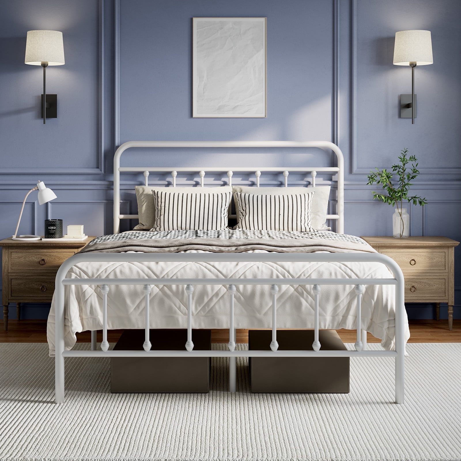 Novilla Metal Bed Frame Twin Size - Modern Minimalist Victorian Style with Headboard