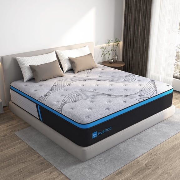 Avenco Original 10" Medium-Firm Innerspring and Gel Memory Foam Hybrid Mattress, King Size