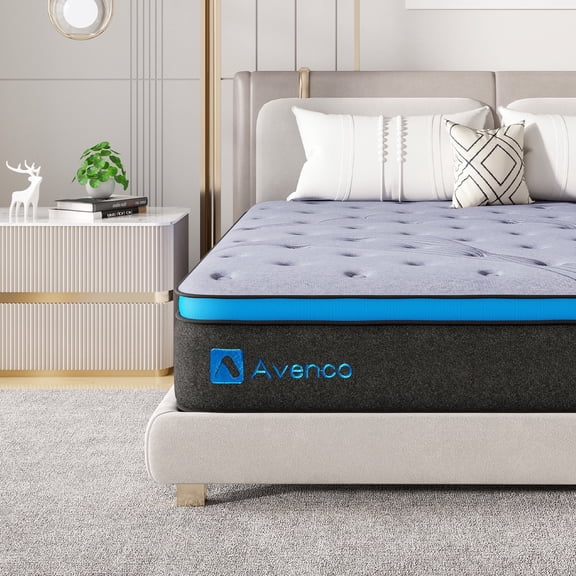 Avenco Original 12 Inch Queen Size Hybrid Mattress, Cooling Gel Memory Foam & Pocket Spring Mattress in a Box, Medium Firm, Pressure Relief, Motion Isolation, Breathable Cover