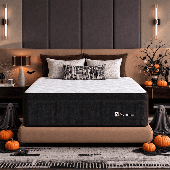 Avenco Queen Size Hybrid Mattress 16 inch Mattress in a Box Pillow Top,Cooling,Reinforced Edge Support,Pressure Relief, CertiPUR-US Certified
