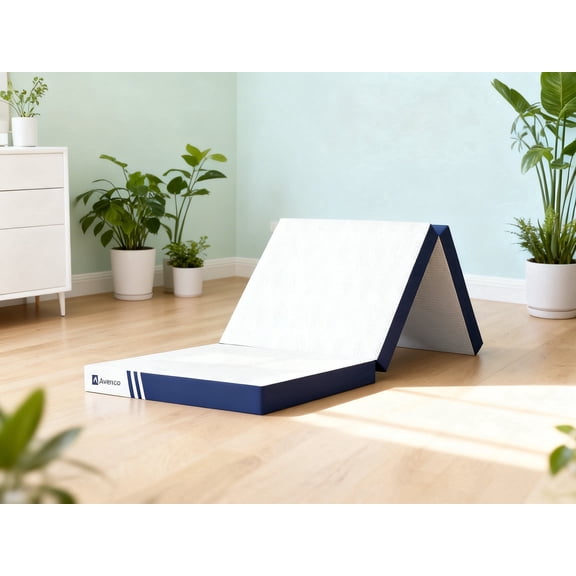 Avenco Tri-fold Memory Foam Mattress Single, 4 Inch Trifold Mattress with Removable Cover, Multi-Purpose Portable Mattress for Camping
