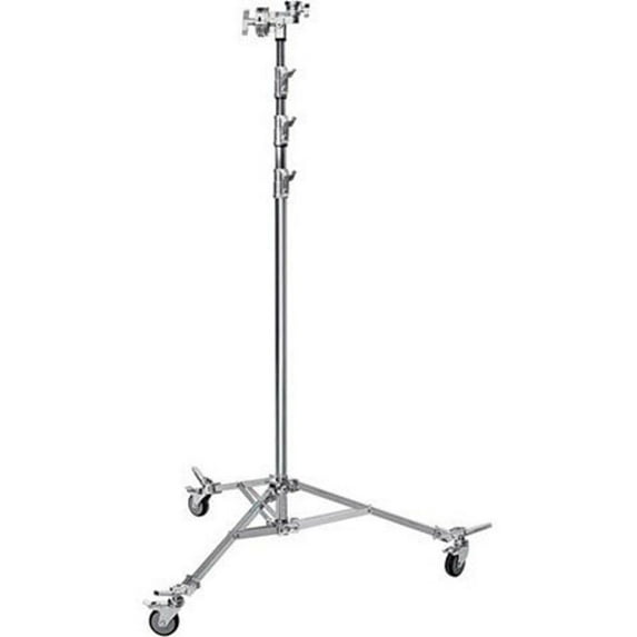 Avenger 19' Overhead Stand 58 with Grip Head / Braked Wheels, 4 Sections, 3 Risers, Chrome Steel