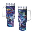 Avengers 40 Oz Tumbler With Handle And Straw Double Wall Stainless