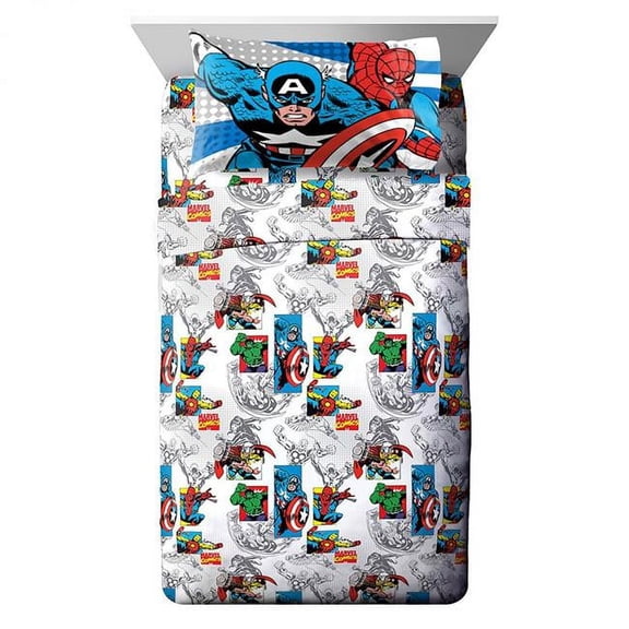 Avengers 849571 Retro Full Sheet Set, Multi Color - 4 Piece