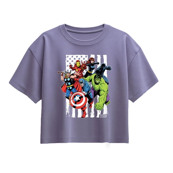 Avengers - American Flag - Youth Girls Boxy T-Shirt