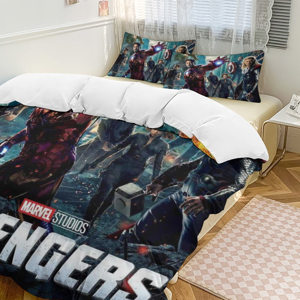 Avengers Bedding Comforter Sets, 3Piece Bedding Set Soft Warm Bed Set