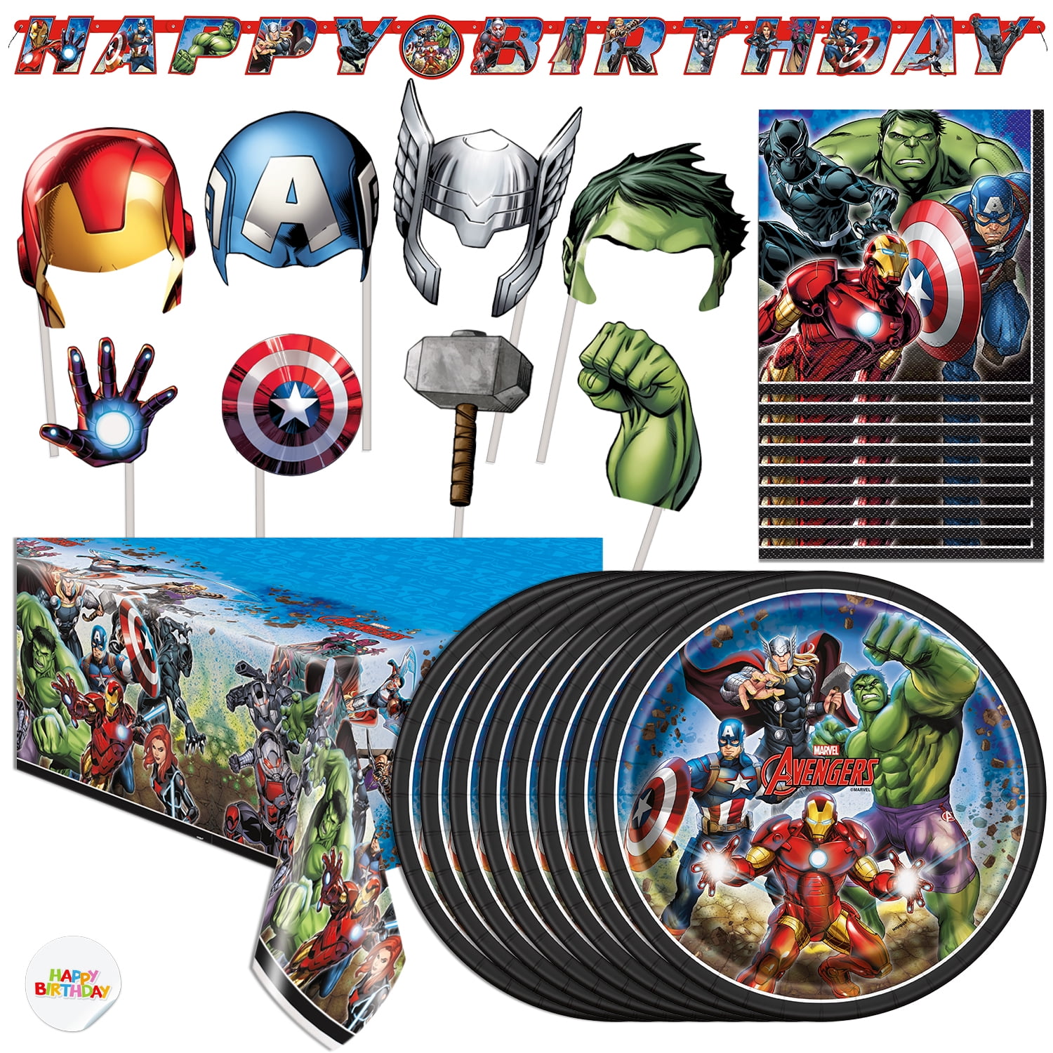 Avengers Party Supplies for Kids Superhero Theme Birthday Party Decorations  Include 8 Guests Plates Napkins Cups and Tablecloth - AliExpress