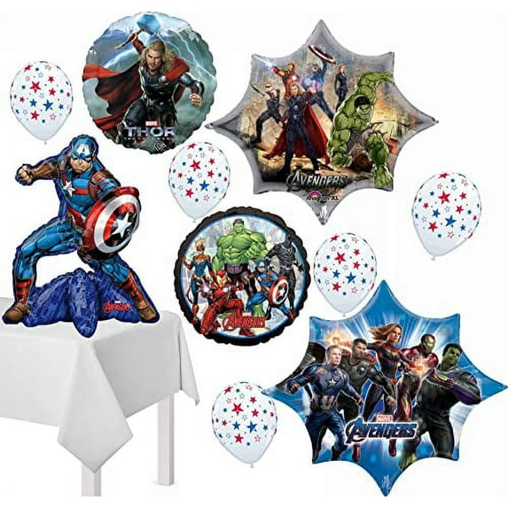Avengers Birthday Party Balloon Bouquet Decorations with Captain America Table Topper