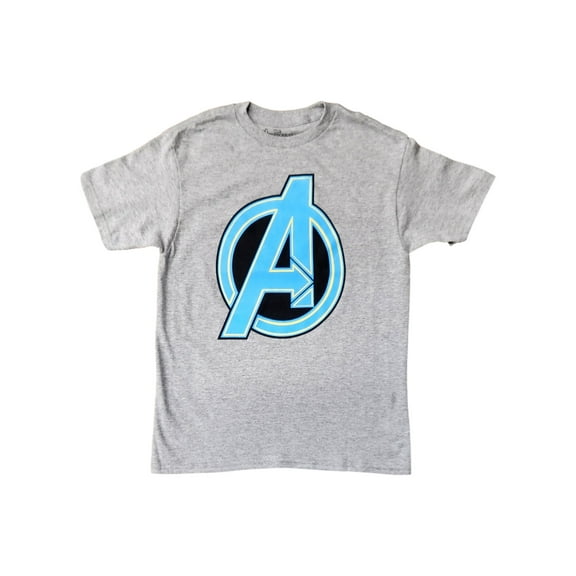Avengers Boys Heather Gray Super Hero A Symbol T-Shirt Tee Shirt Large 10/12