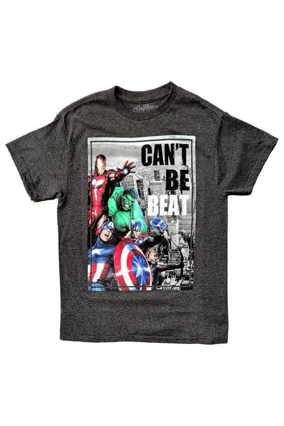 Avengers Boys Heather Gray Super Hero "Can't Be Beat" T-Shirt Tee Shirt 10/12