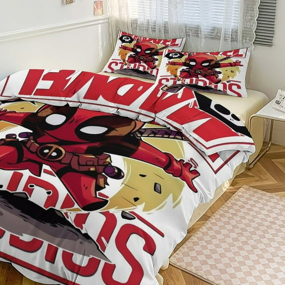 Avengers Deadpool Bedding Sets for Kids Men Women Full Size Comforter Set 3pcs Comforter Sets 1 Comforter Cover And 2 Pillowcases