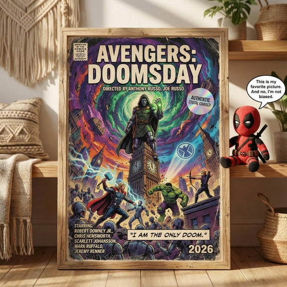 Avengers Doomsday 2026 Minimal Movie Poster – Printable Wall Art - Comic Cover Style 24x36 UNFRAMED