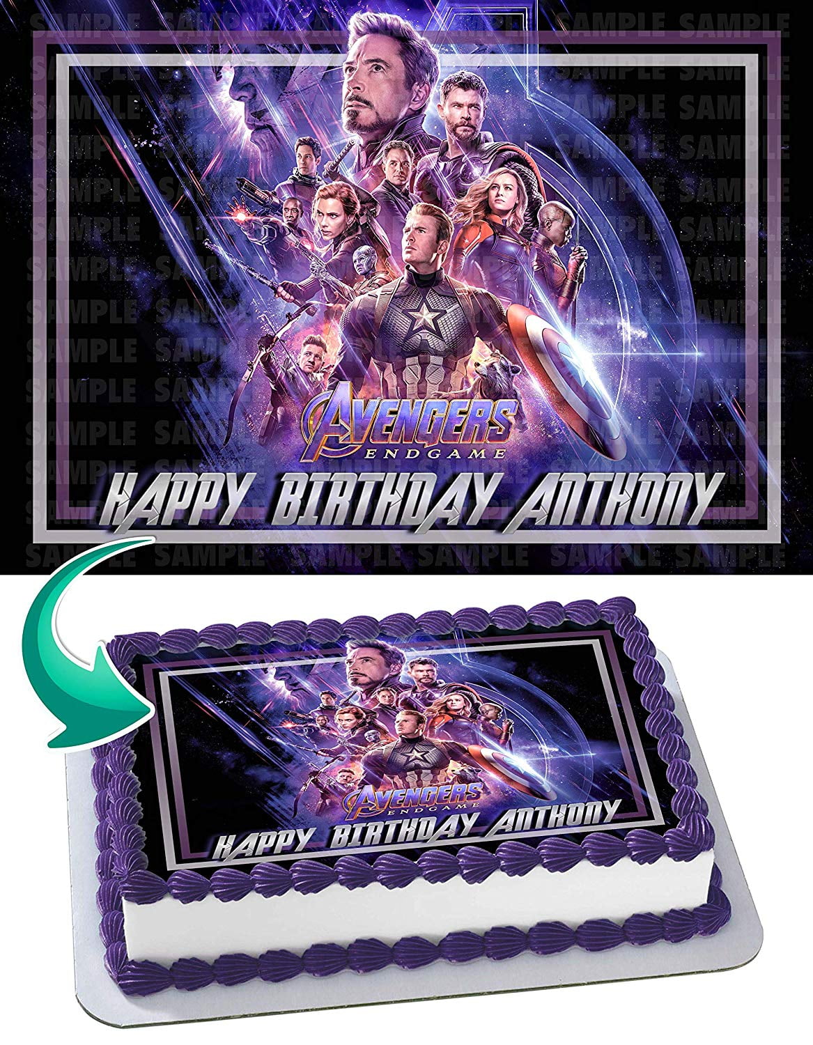 Avengers Endgame Edible Cake Image Topper Personalized Birthday Party 1 ...