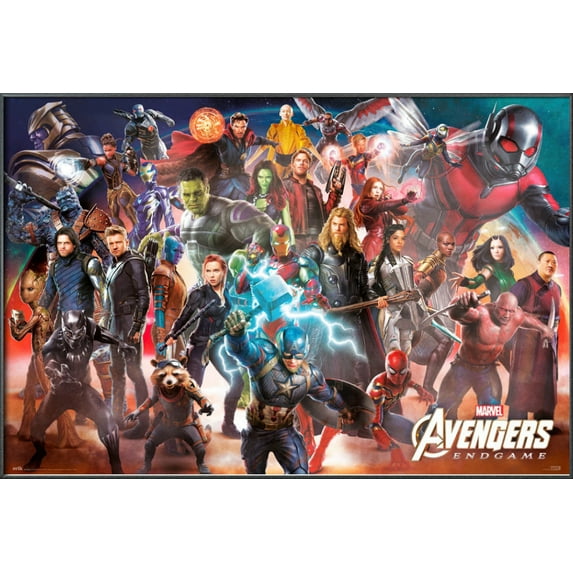 Avengers: Endgame - Framed Movie Poster (All The Avengers & Thanos) (Size: 36" X 24") (Metallic Anthracite Plastic Frame)