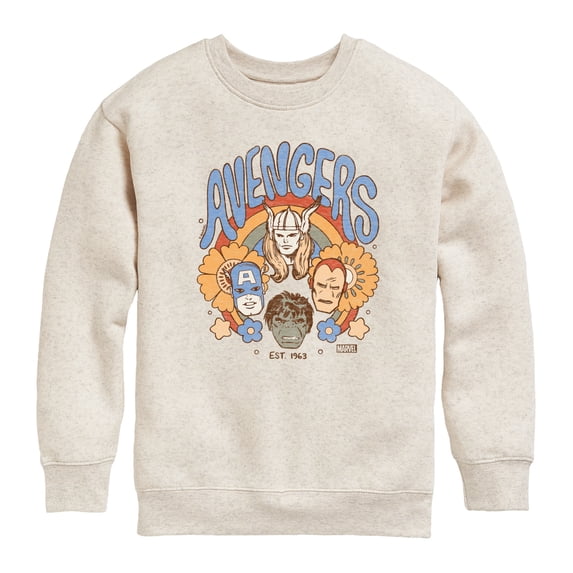 Avengers - Floral - Youth Boys Crew Fleece Sweatshirt