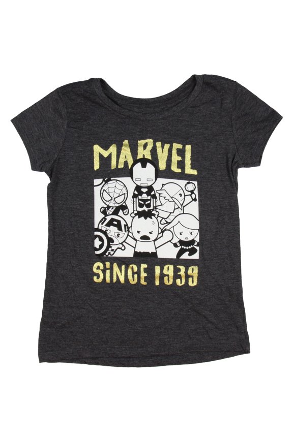 Avengers Girls' Shirt Since 1939 Gold Foil Script Youth Kids T-Shirt