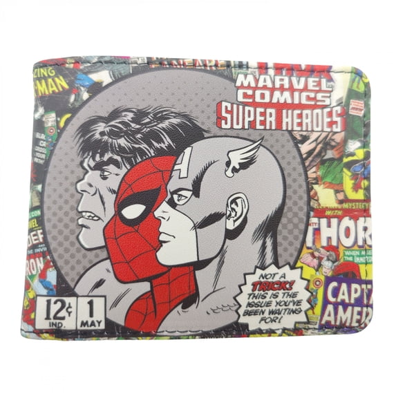 Avengers Hulk Spider-Man and Captain America Slim Bi-Fold Wallet