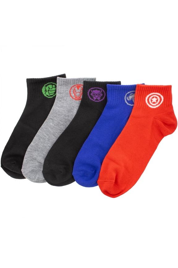 Avengers Icons 5-Pair Pack of Quarter Socks