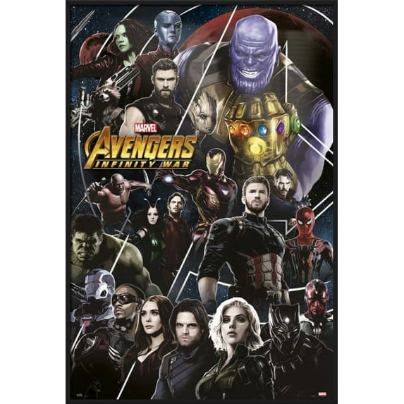 Avengers: Infinity War - Framed Movie Poster (All Characters Montage - Good Vs. Evil) (Black Aluminum Frame)