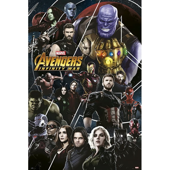 Avengers: Infinity War - Movie Poster / Print (All Characters Montage - Good Vs. Evil) (Black Poster Hanger)