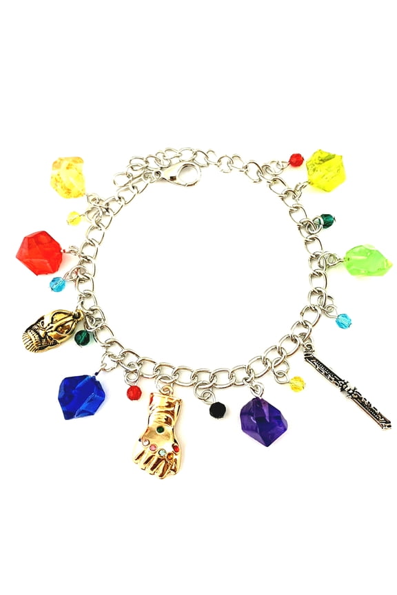 Avengers Infinity War Thanos Stones Superhero Comic Movie Fashion Goldtone Novelty Charm Bracelet