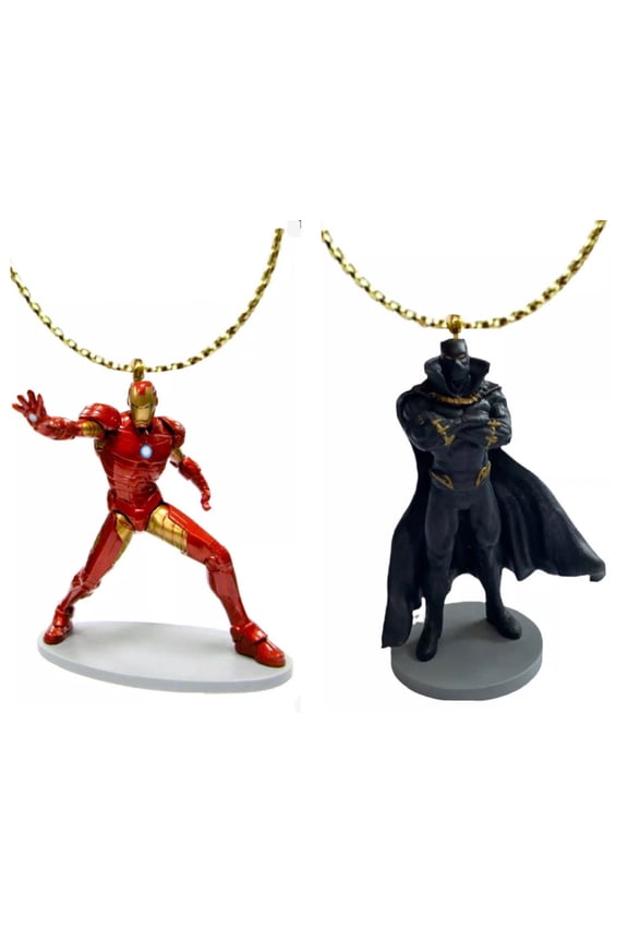 Avengers Ironman & Black Panther Civil War Ornament Figure Figurine Charm 3 New