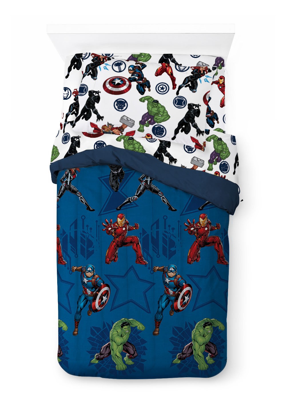 Avengers Jump Start Kids Twin Bed-in-a-Bag Set, 86 x 64, Microfiber ...
