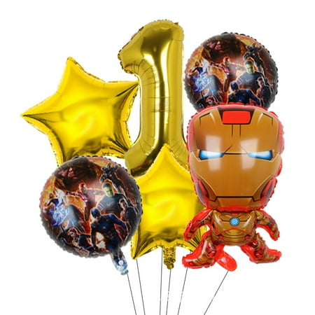 Avengers Marvel Heroes, Spider-Man, Hulk, Captain America, Round Aluminum Film Balloon Set