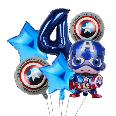 Avengers Marvel Heroes, Spider-Man, Hulk, Captain America, Round Aluminum Film Balloon Set