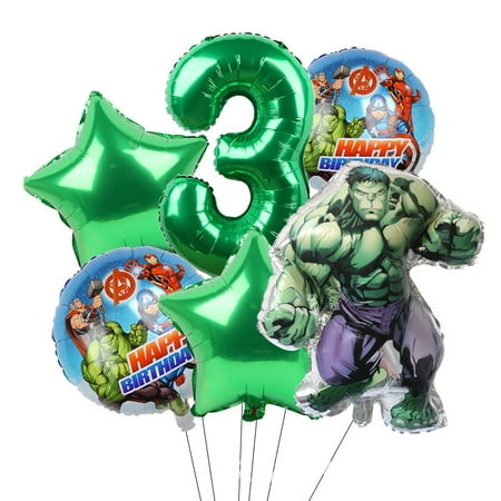 Avengers Marvel Heroes, Spider-Man, Hulk, Captain America, Round Aluminum Film Balloon Set