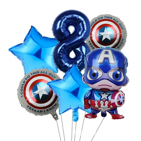 Avengers Marvel Heroes, Spider-Man, Hulk, Captain America, Round Aluminum Film Balloon Set