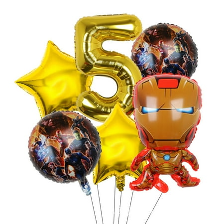 Avengers Marvel Heroes, Spider-Man, Hulk, Captain America, Round Aluminum Film Balloon Set