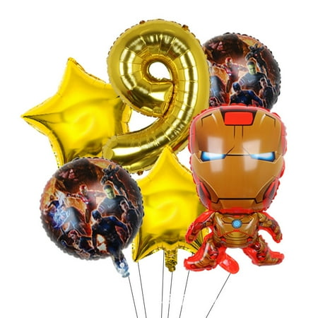 Avengers Marvel Heroes, Spider-Man, Hulk, Captain America, Round Aluminum Film Balloon Set