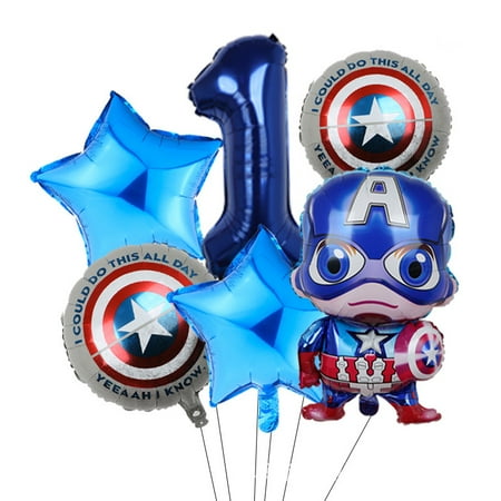 Avengers Marvel Heroes, Spider-Man, Hulk, Captain America, Round Aluminum Film Balloon Set