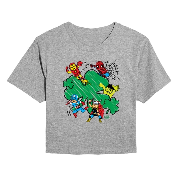 Avengers - Marvel Shamrock - Juniors Cropped Graphic T-Shirt