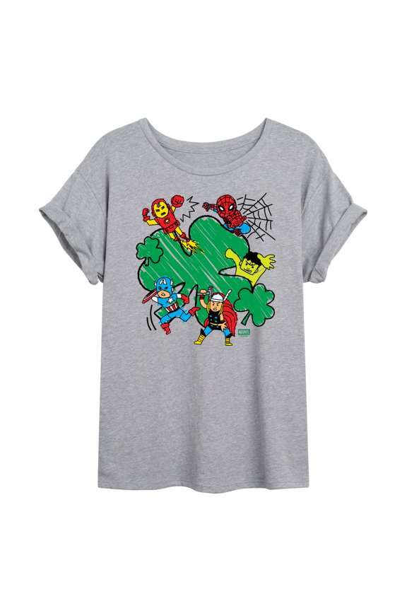 Avengers - Marvel Shamrock - Juniors Oversized Graphic T-Shirt
