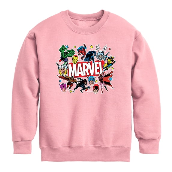 Avengers - Marvel Sticker Collage - Youth Boys Crew Fleece Sweatshirt