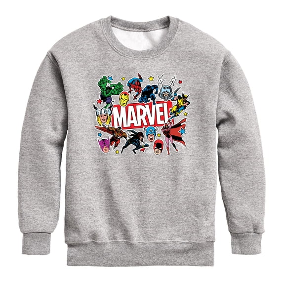 Avengers - Marvel Sticker Collage - Youth Boys Crew Fleece Sweatshirt