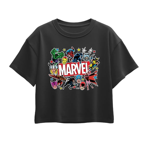 Avengers - Marvel Sticker Collage - Youth Girls Boxy T-Shirt