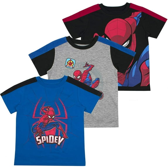 Avengers Marvel and Spiderman Superhero Shirts 3-Pack for Boys and Toddlers