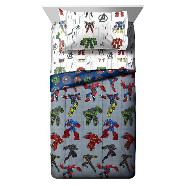Avengers Mech Punch Twin Bed-in-a-Bag Set, Microfiber, Gray, Marvel ...