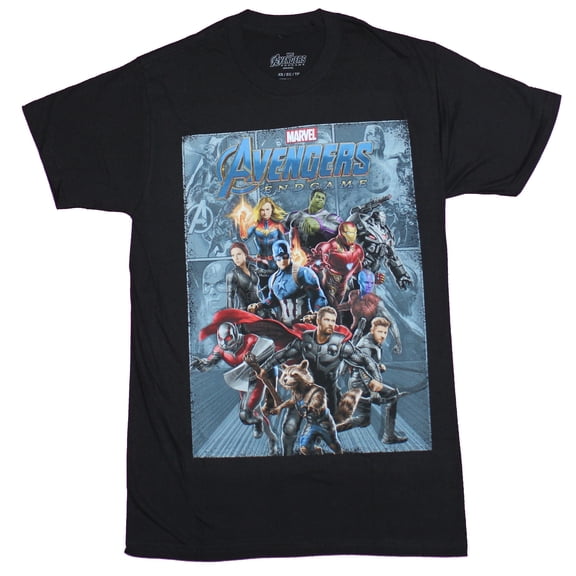 Avengers Mens T-Shirt - End Game Giant Cast Group Box Image (3X-LArge)