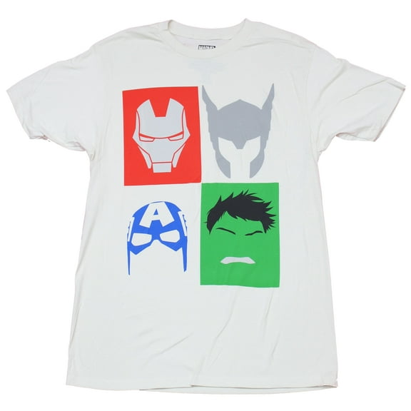 Avengers Mens T-Shirt - Stylized Four Face Box Image (Large)