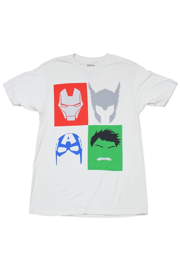 Avengers Mens T-Shirt - Stylized Four Face Box Image (Small)