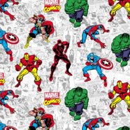 Springs Textiles Marvel Retro Comics Action Comic White Fabric Fabric ...