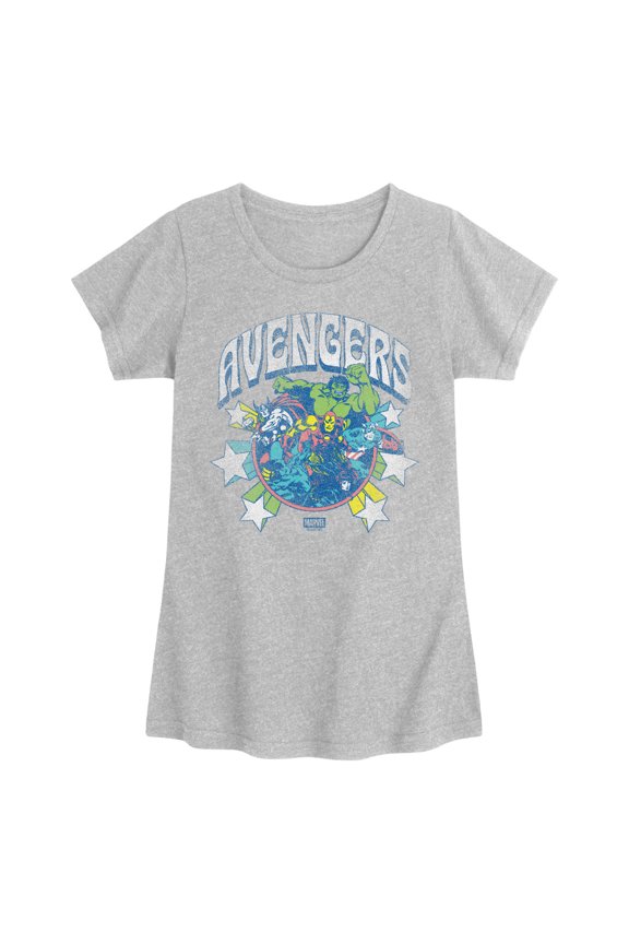 Avengers - Stars Tonal Washed - Youth Girls Fitted Short Sleeve T-Shirt